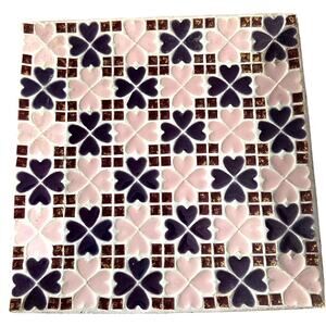 Vintage MCM Mid Century Tile Mosaic Square Dish Tray 11.5"